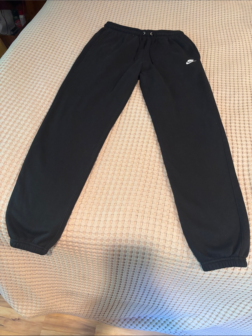 Nike Black Men’s Fleece Joggers with White Swoosh